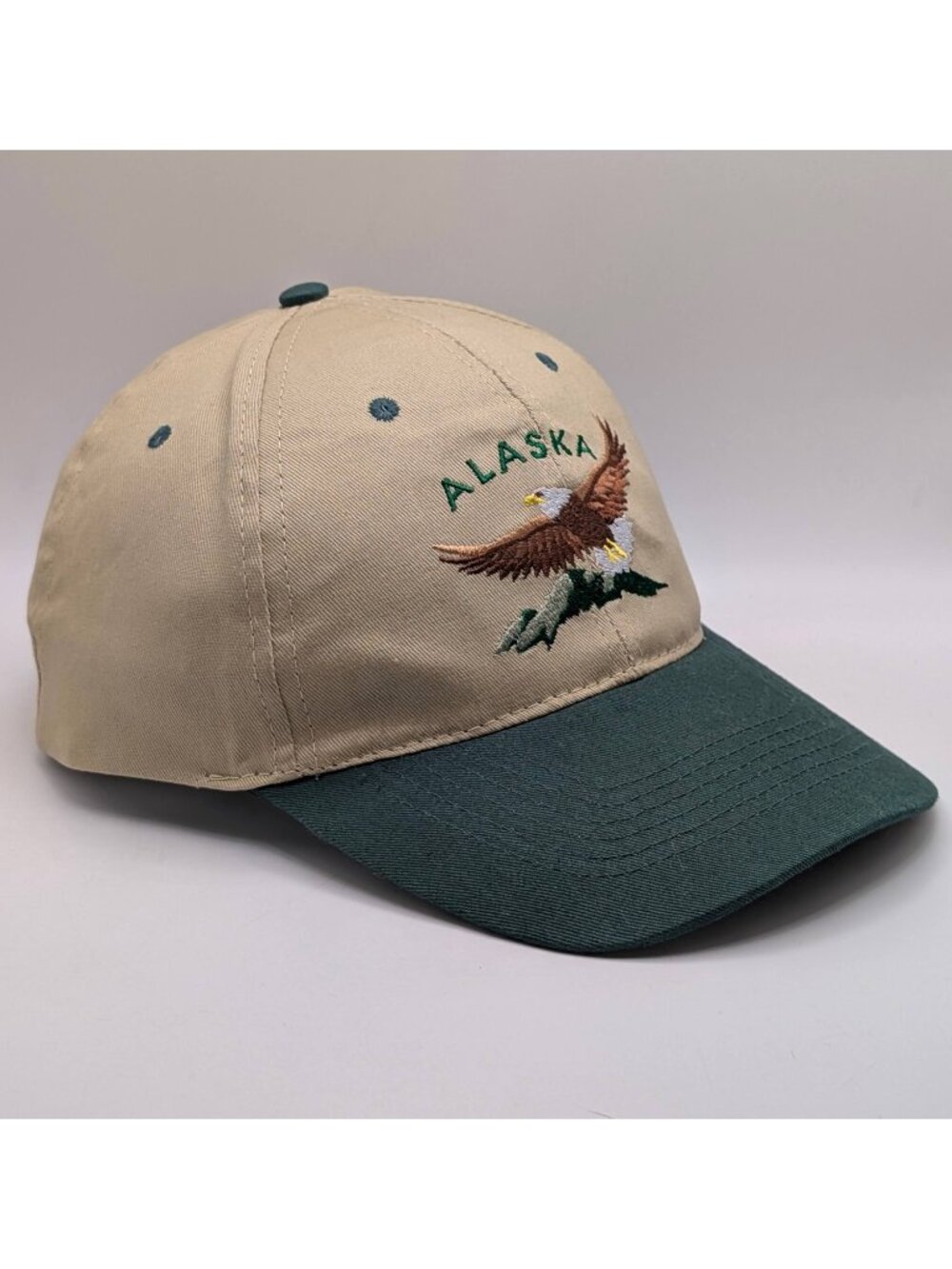 Alaska Shirt Company Hat Cap Snapback Tan Green Bald Eagle Souvenir Unisex